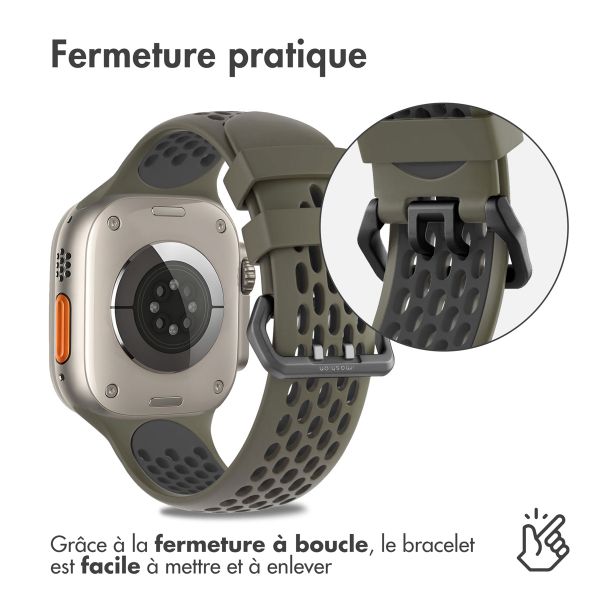 imoshion ﻿Boucle de bracelet de sport en silicone Apple Watch Series 1 á 10 / SE / Ultra (2) (44/45/46/49 mm) - Vert / Noir