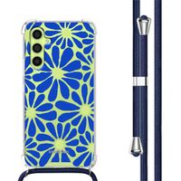 imoshion Coque Design avec cordon Samsung Galaxy A34 (5G) - Cobalt Blue Flowers Connect