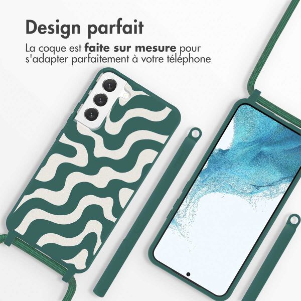 imoshion Coque design en silicone avec cordon Samsung Galaxy S22 - Petrol Green Groovy