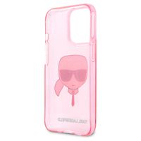 Karl Lagerfeld Coque arrière Karl's Head Silicone Glitter iPhone 13 Pro - Transparent Rose