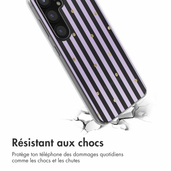 imoshion Coque design pour Samsung Galaxy S25 - Sparkle Lines Lavender