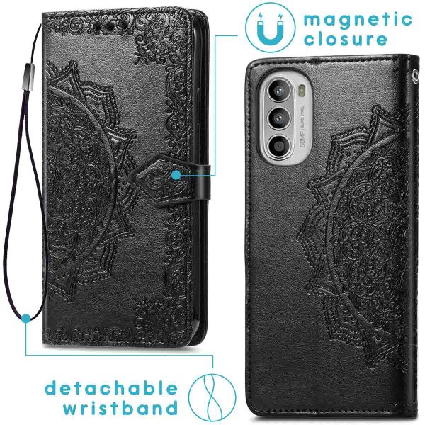 imoshion Etui de téléphone portefeuille Mandala Motorola Moto G52 / G82 - Noir