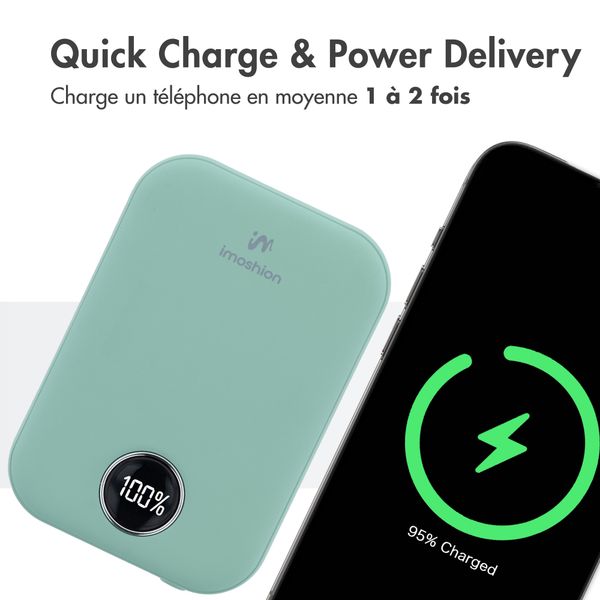 imoshion Batterie externe MagSafe 10.000 mAh - Batterie externe sans fil - Vert Sauge