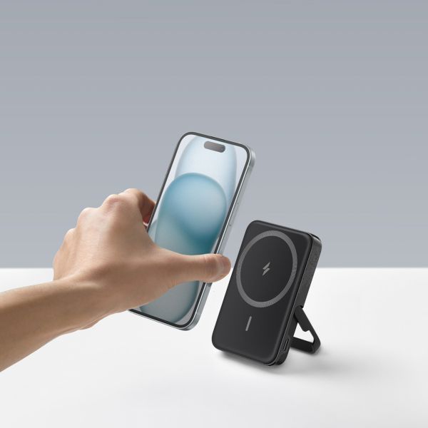 Anker MagGo | Batterie externe sans fil magnétique 5.000 mAh - Compatible MagSafe et Qi2 - Support