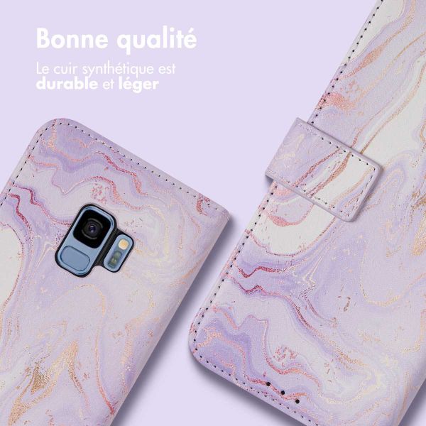 imoshion Étui de télephone portefeuille Design Samsung Galaxy S9 - Purple Marble
