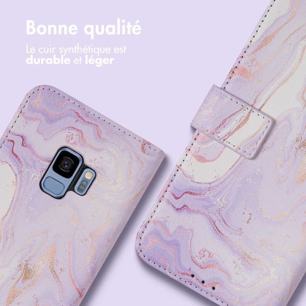 imoshion ﻿Étui de téléphone portefeuille Design Samsung Galaxy S9 - Purple Marble