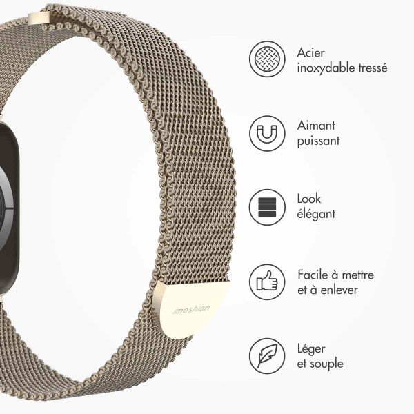 imoshion Bracelet magnétique milanais Apple Watch Series 1 - 11 / SE / Ultra (44/45/46/49 mm) - Taille S - Starlight