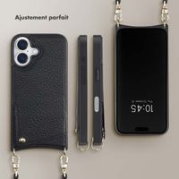 Selencia Coque arrière avec cordon et porte-cartes Nova iPhone 16 - Noir