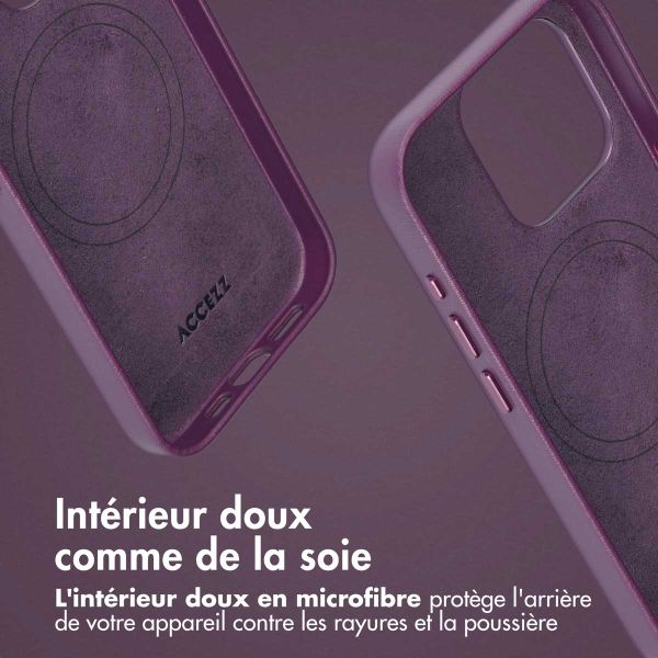 Accezz Étui de télephone portefeuille en cuir 2-en-1 avec MagSafe Apple iPhone 15 Pro - Heath Purple