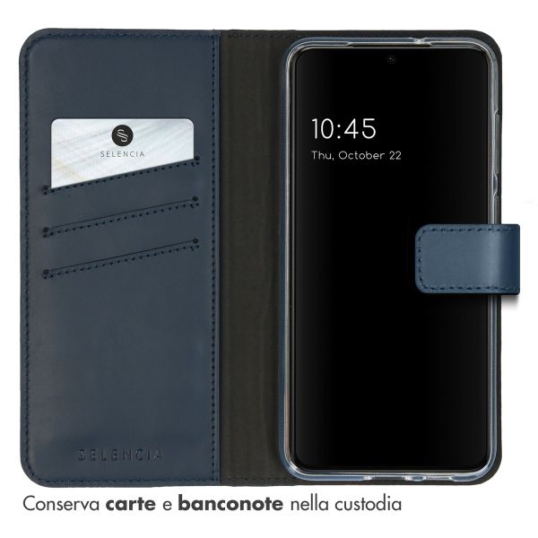 Selencia Étui portefeuille en cuir véritable Samsung Galaxy S23 - Bleu