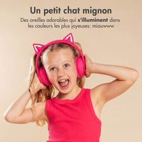 imoshion Casque sans fil pour enfants LED Light Cat Ear - Avec câble AUX - Hot Pink