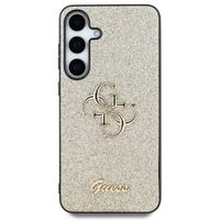 Guess Coque 4G Metal Logo Glitter Samsung Galaxy S25 - Doré