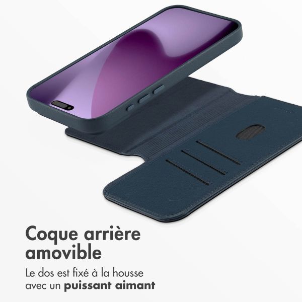 Accezz Étui de télephone portefeuille en cuir 2-en-1 avec MagSafe Apple iPhone 17 Pro Max - Nightfall Blue