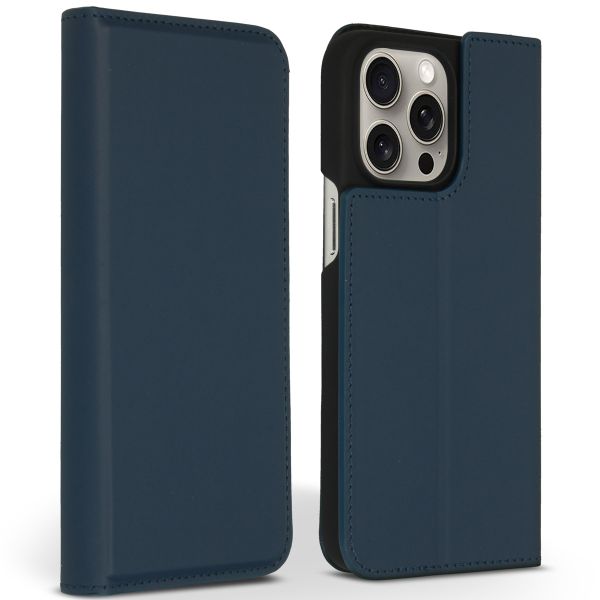 Accezz Étui de télephone Slim Folio en cuir de qualité supérieure Apple iPhone 15 Pro Max - Bleu foncé