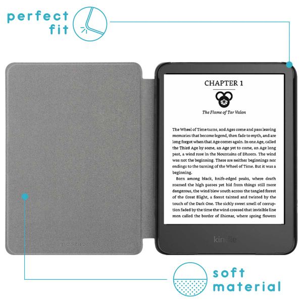 imoshion Design Slim Hard Case Sleepcover Amazon Kindle (2024) / Amazon Kindle (2022) 11th gen - White Graphic