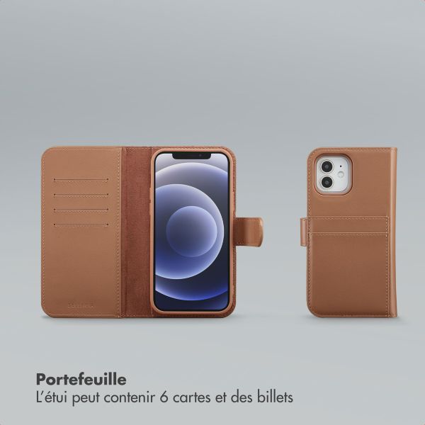 Selencia Étui portefeuille amovible Olyn avec MagSafe Apple iPhone 12 (Pro) - Marron