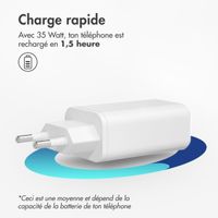 imoshion Adaptateur secteur 35 watts | Avec 2 ports USB-C - Blanc