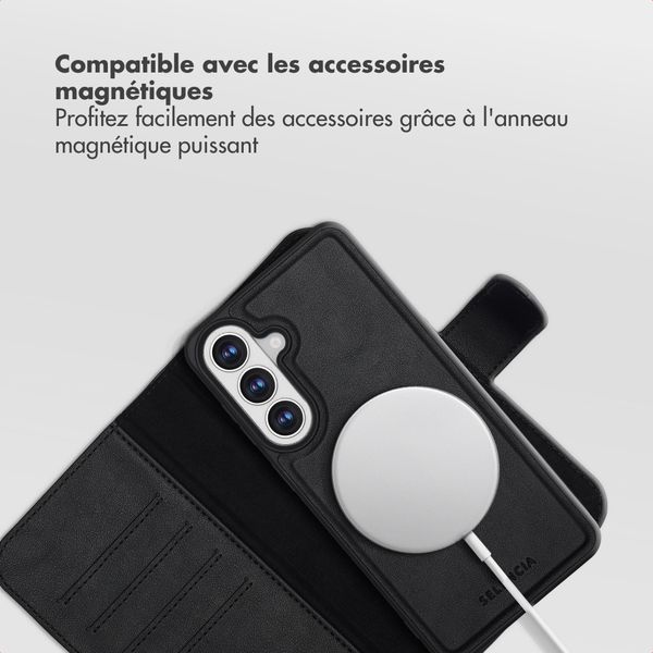 Selencia Étui portefeuille amovible Olyn avec MagSafe Samsung Galaxy S26 Plus - Noir