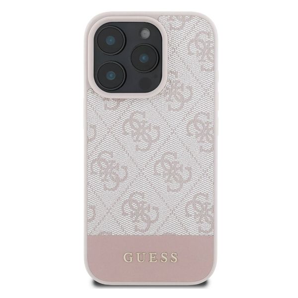 Guess Coque arrière Bottom Stripe 4G iPhone 16 Pro Max - Rose