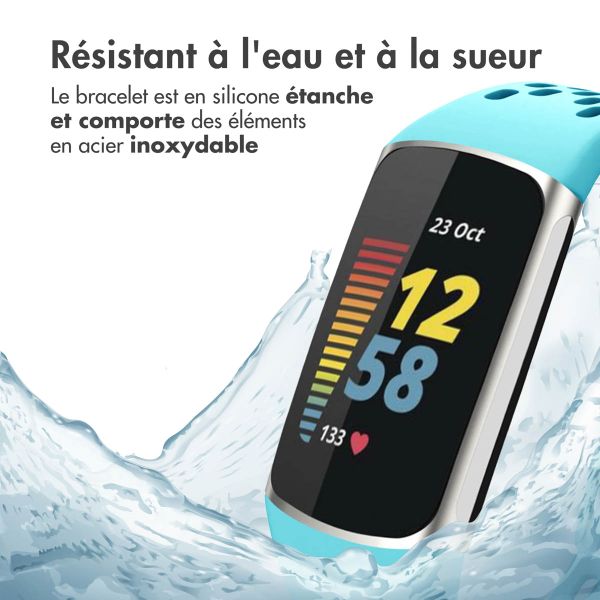 imoshion Bracelet de sport en silicone avec trous Fitbit Charge 5 / Charge 6 - Turquoise