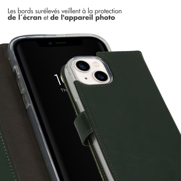 Selencia Étui portefeuille en cuir véritable Apple iPhone 14 - Vert