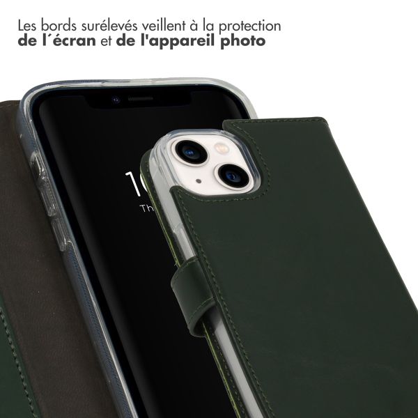 Selencia Étui de téléphone portefeuille en cuir véritable iPhone 14 - Vert