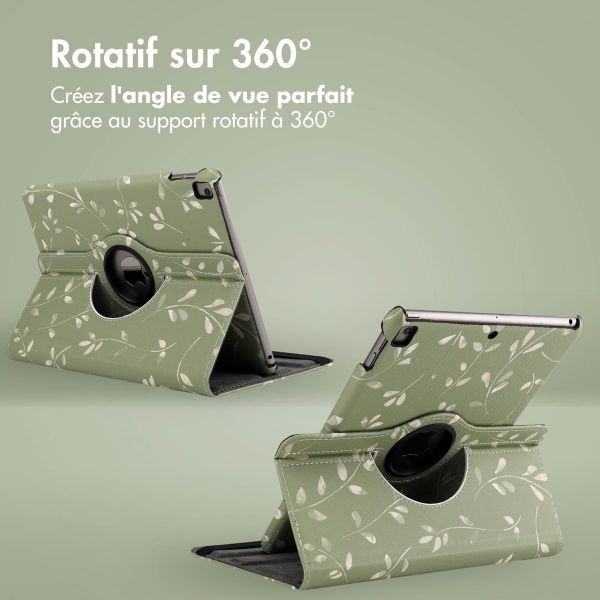 imoshion Coque tablette Design rotatif à 360° Apple iPad 9 (2021) 10.2 pouces / iPad 8 (2020) 10.2 pouces / iPad 7 (2019) 10.2 pouces - Green Flowers