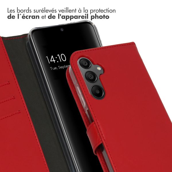 Selencia Étui portefeuille en cuir véritable Samsung Galaxy A15 (5G/4G) - Rouge