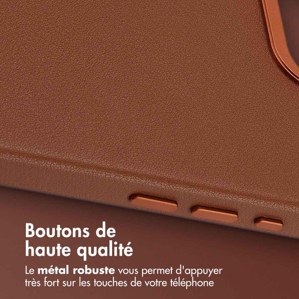 Accezz Coque arrière en cuir avec MagSafe Apple iPhone 16e - Sienna Brown