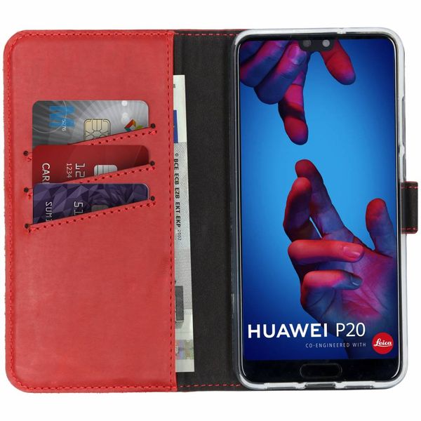 Selencia Étui portefeuille en cuir véritable Huawei P20 - Rouge