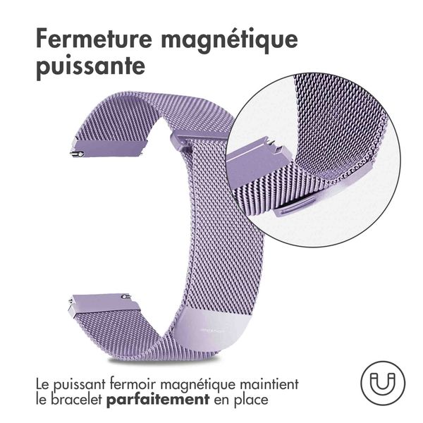 imoshion Bracelet magnétique milanais  - Connexion universelle 22 mm - Taille M - Violet