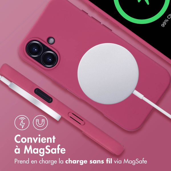 imoshion Coque arrière Color avec cordon amovible et MagSafe Apple iPhone 16 - Raspberry
