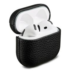 Accezz Coque en Cuir véritable AirPods 4 - Noir