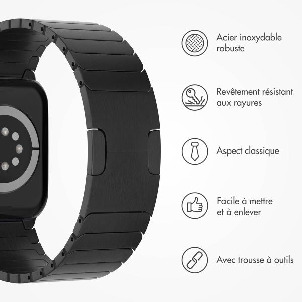 Selencia Bracelet à maillons en acier inoxydable Apple Watch Series 1 á 10 / SE / Ultra (2) (44/45/46/49 mm) - Noir