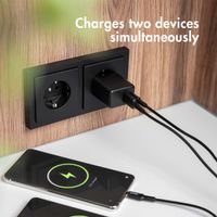 imoshion Chargeur Mural avec câble USB-C vers USB-C - Chargeur - Textile tissé - 20 Watt - 1,5 mètres - Noir