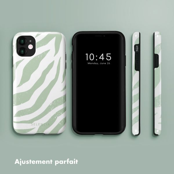 Selencia Coque arrière Vivid Apple iPhone 11 - Colorful Zebra Sage Green