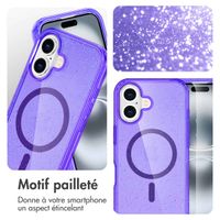 imoshion Coque Pailletée avec MagSafe Apple iPhone 16 - Paillettes Violet