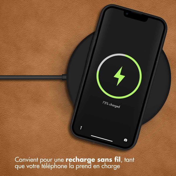 Accezz Coque en cuir de qualité supérieure avec fentes pour cartes Apple iPhone 14 Plus - Noir