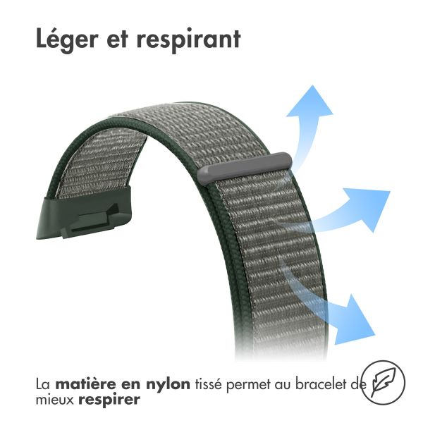 imoshion Bracelet en nylon le Fitbit Charge 5 / Charge 6 - Taille L - Gris foncé