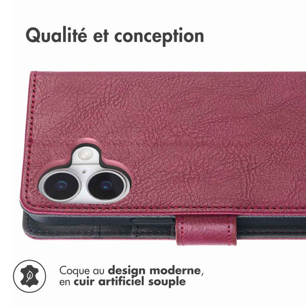 imoshion Étui de téléphone portefeuille Luxe iPhone 16 - Bordeaux