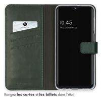 Selencia Étui portefeuille en cuir véritable Samsung Galaxy A23 (5G) - Vert
