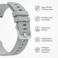 imoshion Bracelet sport en silicone avec boucle - Connexion universelle 20 mm - Gris