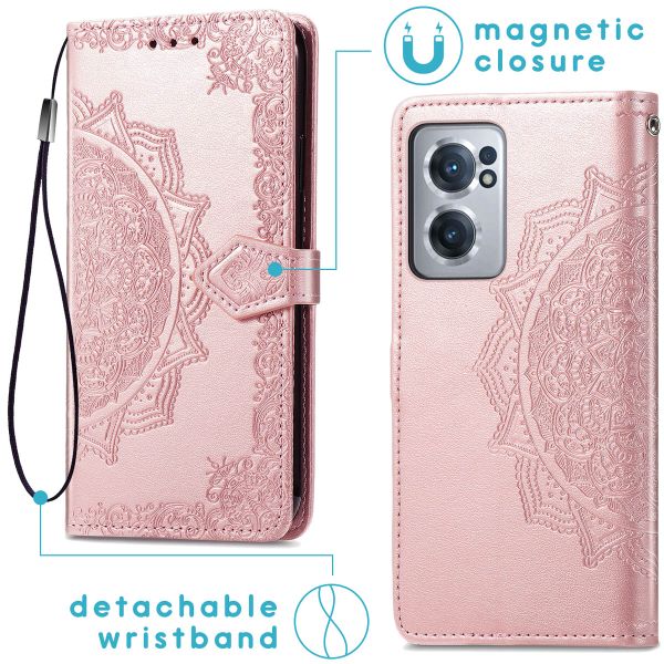 imoshion Etui de téléphone portefeuille Mandala OnePlus Nord CE 2 5G - Rose Dorée