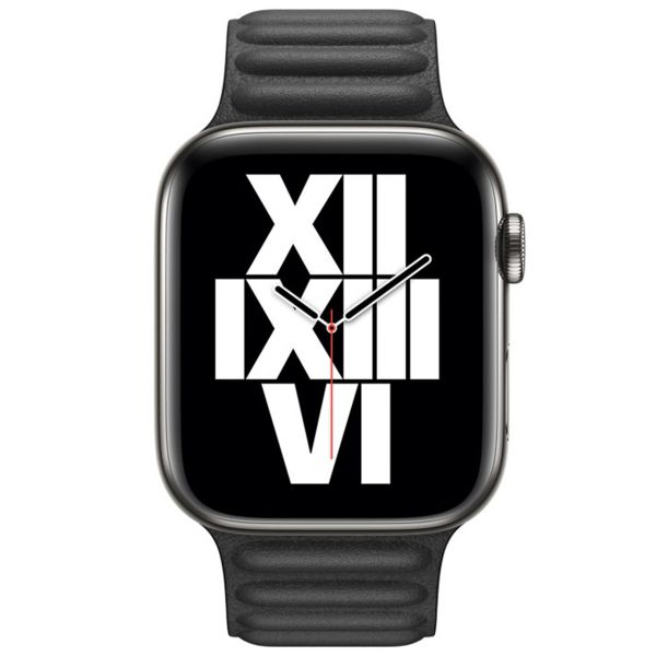 Apple Leather Link Apple Watch Series 1 á 10 / SE / Ultra (2) (44/45/46/49 mm) - Taille S - Noir