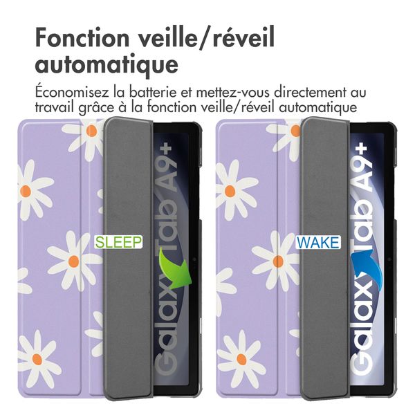 imoshion Coque tablette Design Trifold Samsung Galaxy Tab A11 Plus / A9 Plus - Flowers Distance