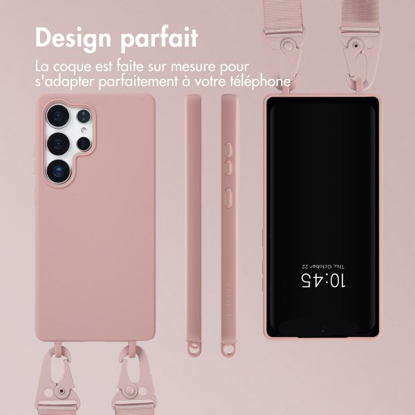 Selencia Coque silicone avec cordon amovible Samsung Galaxy S25 Ultra - Sand Pink