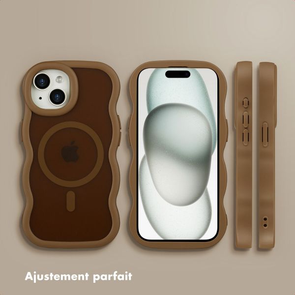 Selencia Coque arrière Wavy avec MagSafe Apple iPhone 15 - Mocha Brown