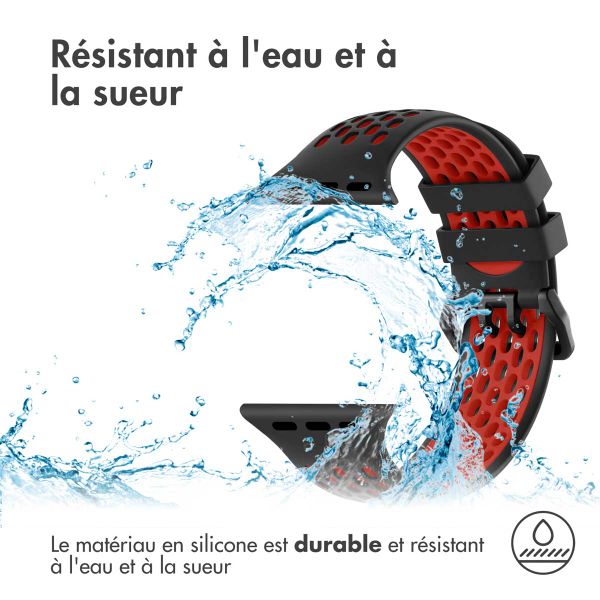 imoshion ﻿Boucle de bracelet de sport en silicone Apple Watch Series 1-9 / SE - 38/40/41 mm / Series 10 - 42 mm - Noir / Rouge