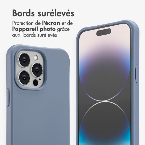 imoshion Coque arrière Color avec cordon amovible et MagSafe Apple iPhone 14 Pro Max - Ash Blue