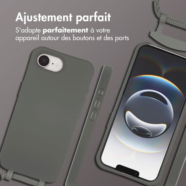 imoshion Coque arrière Color avec cordon amovible et MagSafe Apple iPhone 16e - Black Coffee